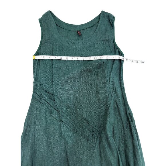 Inizio Linen Asymmetrical Maxi Dress Sleeveless Italy Emerald Green Women Size L - Picture 5 of 7
